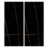 Nero Saint Laurent 120x278cm high glossy porcelain tile. Black marble look with golden veining, 09mm slab, sleek luxury finish for premium interiors.