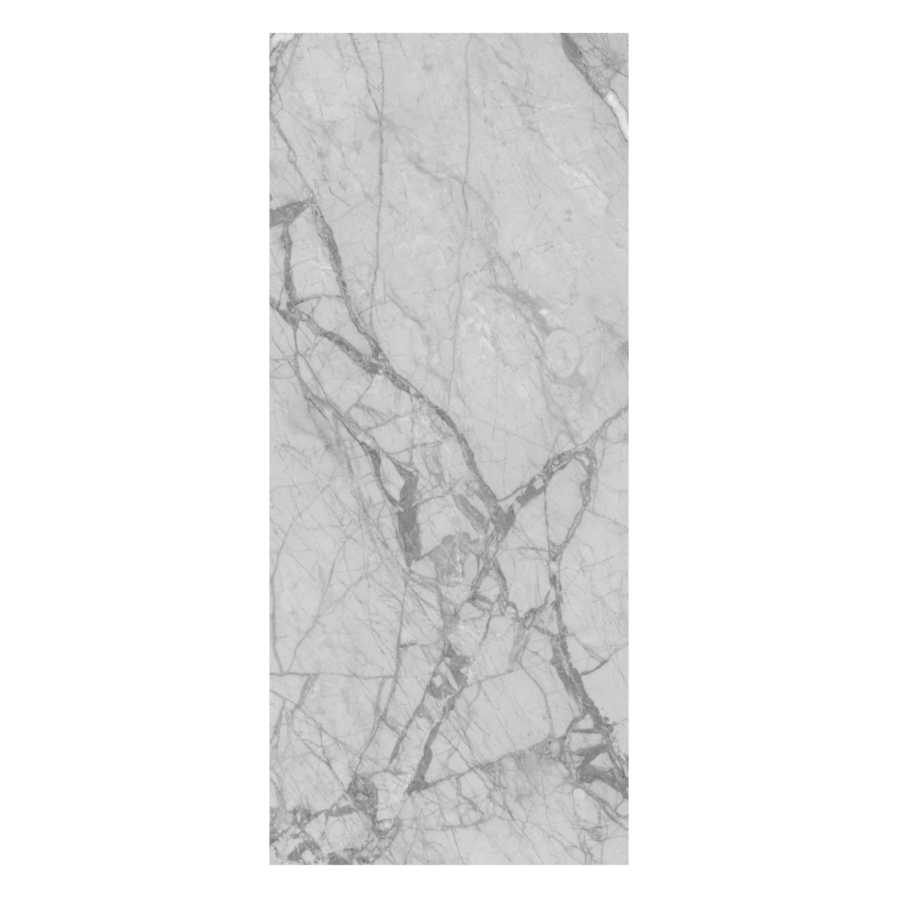 OPUS GREY 120x278cm grey marble look tile with delicate veining and a sleek glossy finish. A premium large format tile for modern interiors.