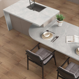 Omani Grey light grey marble-look porcelain tile with subtle natural veining for luxury UAE interiors