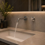 Panel-mounted single-water timed tap with push-button control, anti-vandal system and adjustable flow. Ideal for commercial and public washrooms in UAE.