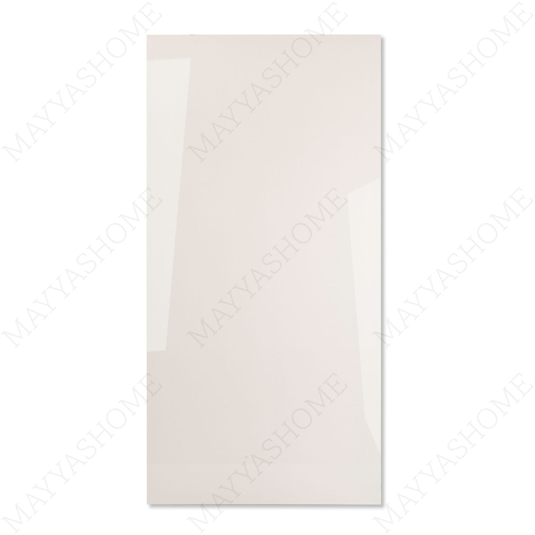 Plain White glossy porcelain tile 60x120cm with 9mm thickness features clean white surface and polished finish for modern interiors.