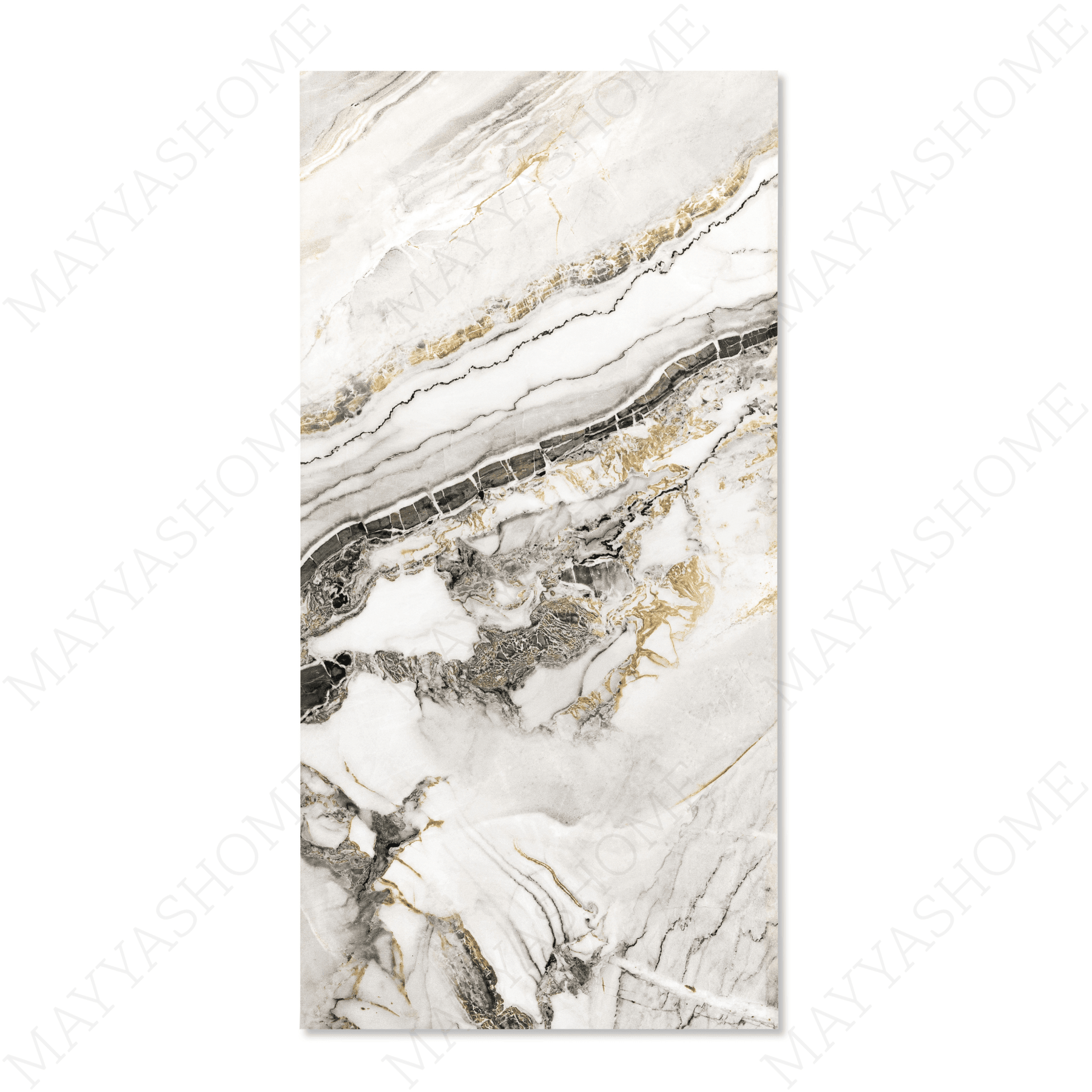Porto Gold porcelain tile 60x120cm with 9mm thickness features a luxury marble look with gold veining, durable porcelain body for floors and walls.