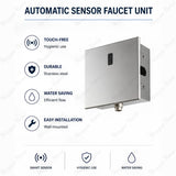 Premium mains-powered electronic flush valve with concealed built-in installation and water-saving flow limiter technology.