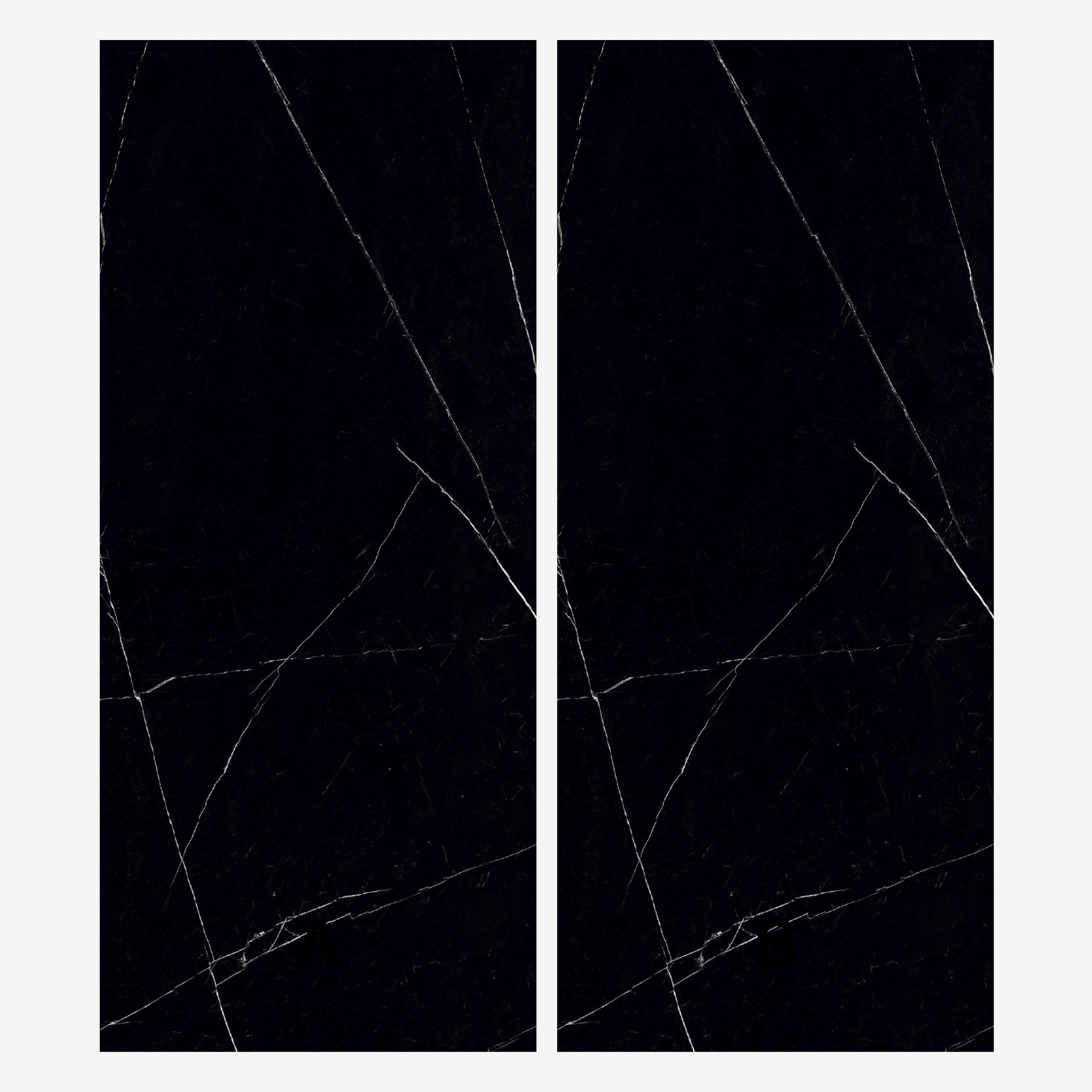 ROYAL MARQUINA 120x278cm black marble look tile with elegant veining and a luxurious glossy finish. A premium large format tile for sophisticated interiors.