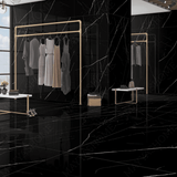 ROYAL MARQUINA 120x278cm black marble look tile with rich veins and a refined matt finish. A premium large format tile for luxurious interiors.