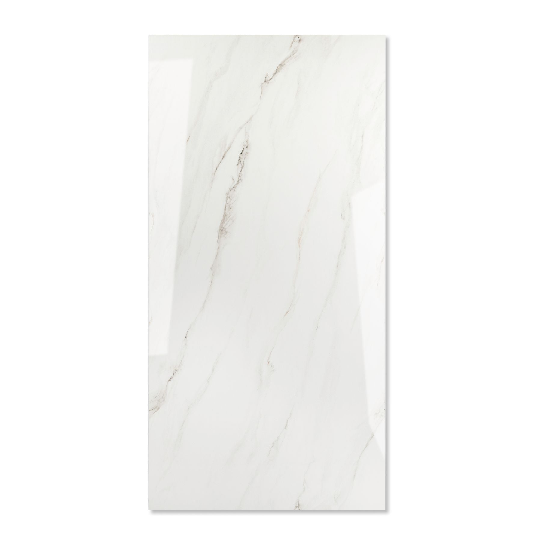 Ronda Brown glossy marble effect porcelain tile 60x120cm with 9mm thickness features warm brown tones, elegant veining and polished finish.