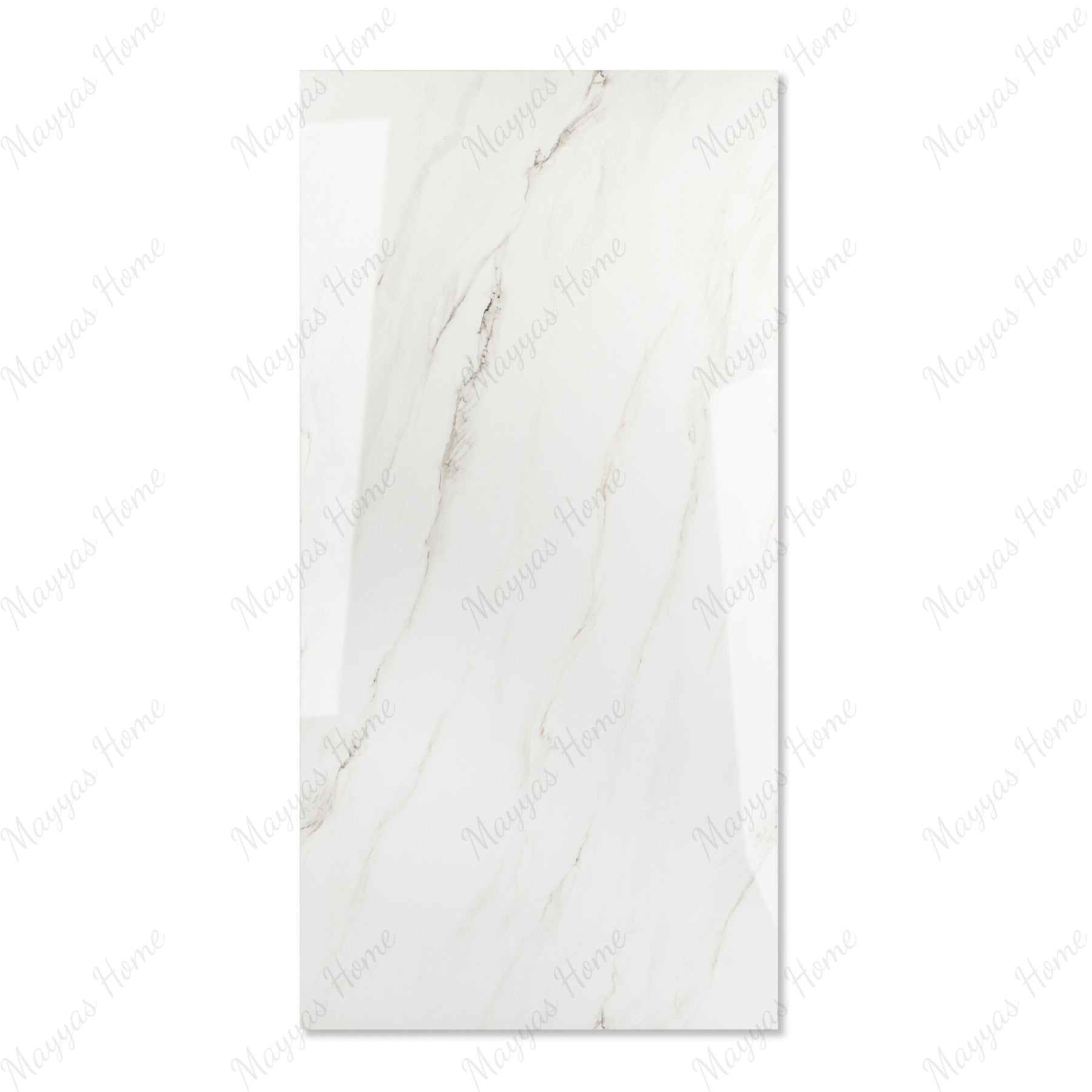 Ronda Brown glossy marble effect porcelain tile 60x120cm with 9mm thickness features warm brown tones, elegant veining and polished finish.