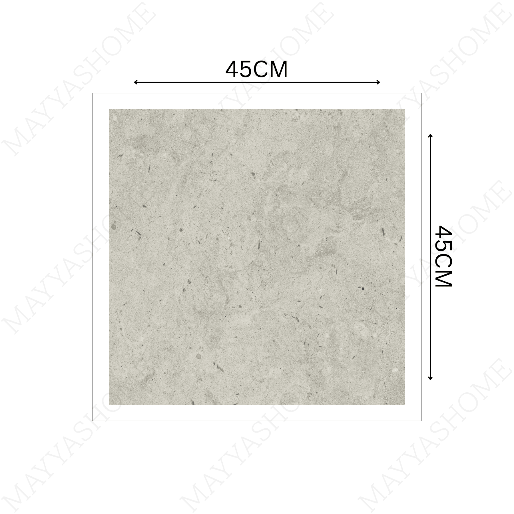 SAUDI 45x45cm Matt Porcelain Tile 12MM Gray Stone-Look, Durable Finish