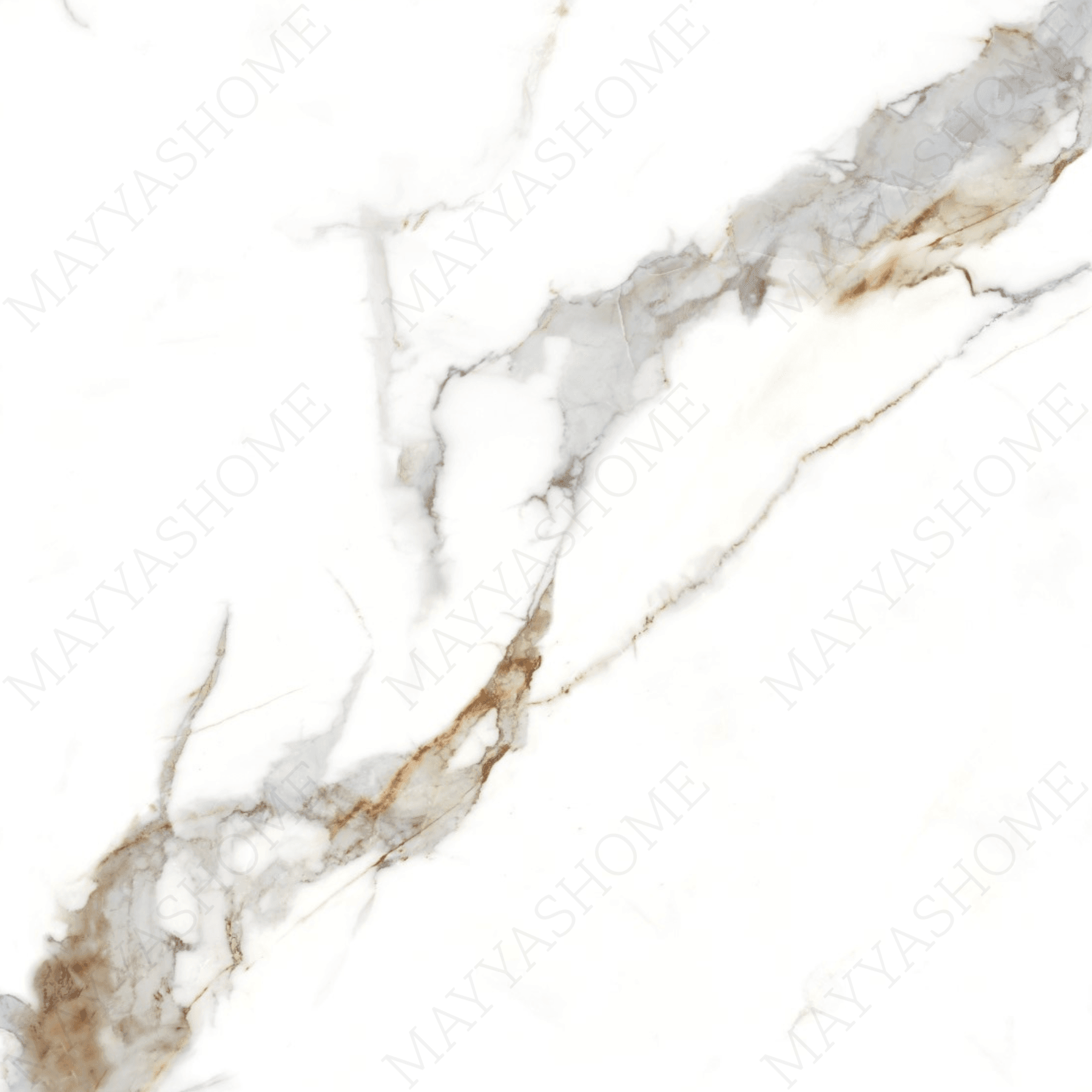 STATUARIO LITHIC 60x60cm Glossy Porcelain Tile – 09MM Bold White Marble Look