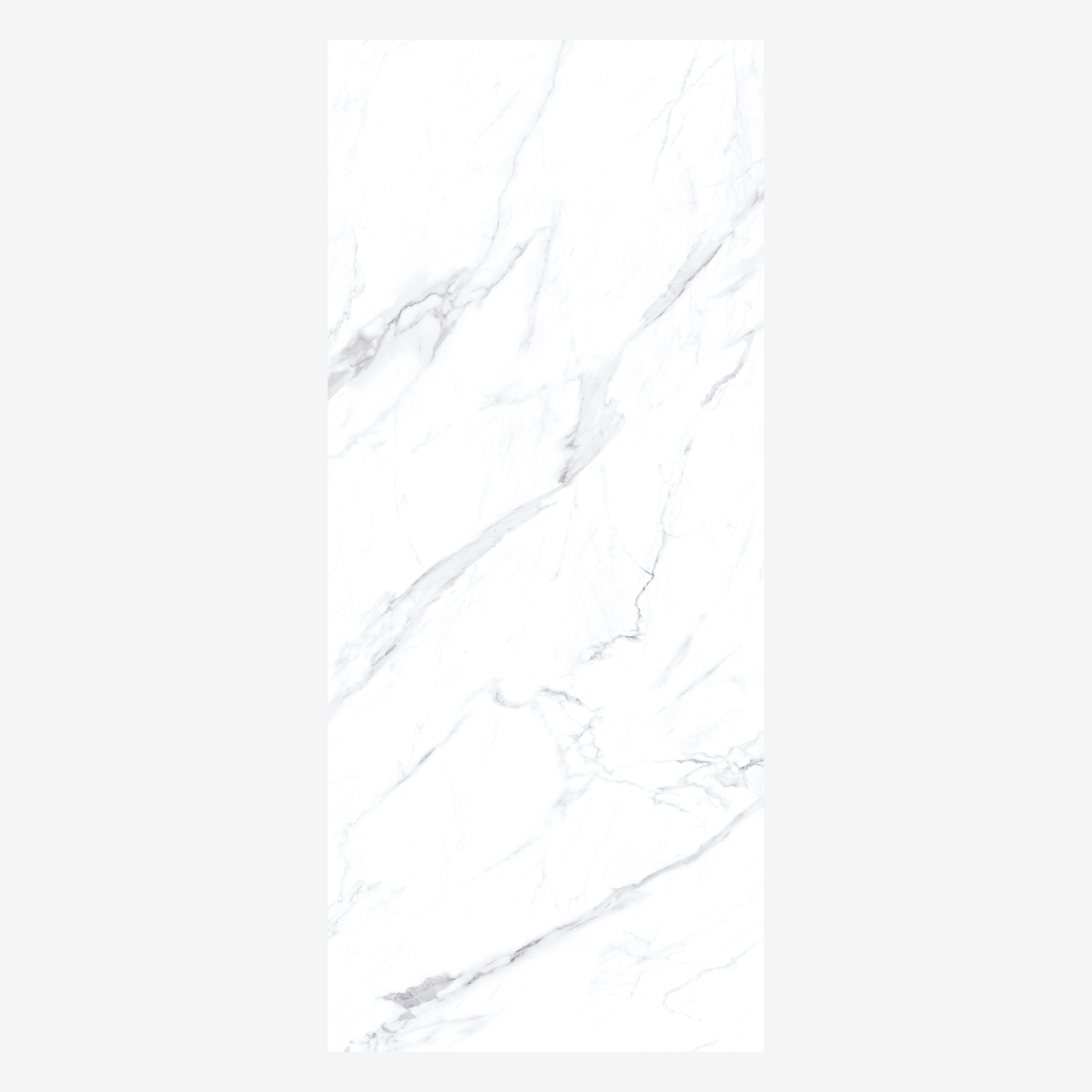 STATUARIO REGALIA 120x278cm white marble look tile with luxurious veining and a brilliant glossy finish. A premium large format tile for elegant interiors.
