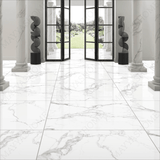 Shop STATUARIO KRYPTON large format porcelain tiles (120x120cm) with a 9MM glossy finish and elegant grey marble effect. Durable, scratch-resistant, and easy to install. Ideal for modern interiors.