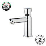 Single water timed sink tap with 8–12 second push-button control, anti-vandal protection and multiple finishes. Ideal for UAE commercial and public washrooms.