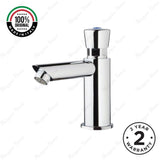 Single water timed sink tap with 8–12 second push-button control, anti-vandal protection and multiple finishes. Ideal for UAE commercial and public washrooms.