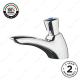Single water timed sink tap with 8–12 second push-button control, anti-vandal protection and water-saving design. Ideal for UAE commercial washrooms.