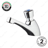 Single water timed sink tap with 8–12 second push-button operation, anti-vandal protection, and adjustable flow options for UAE commercial washrooms.