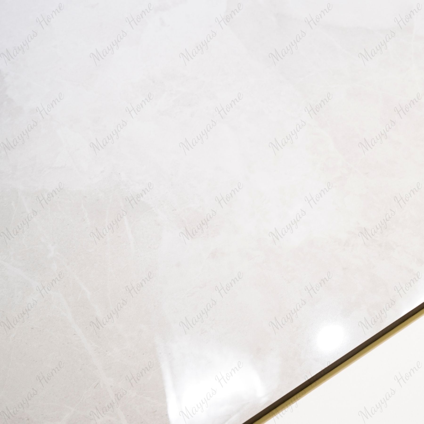 Sparkle Bianco glossy marble effect porcelain tile 60x120cm with 9mm thickness features bright white base, subtle grey veining and polished finish.