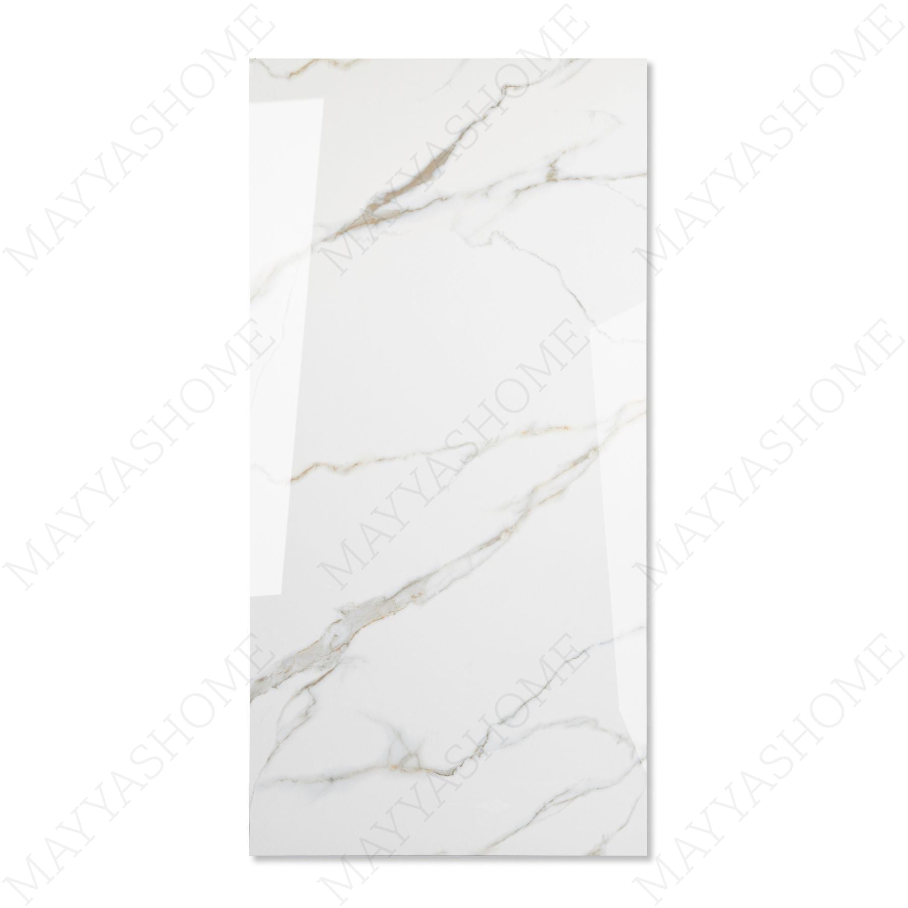 Statuario Austral glossy marble look porcelain tile 60x120cm with 9mm thickness offers bold veining, polished shine, and luxury appeal.