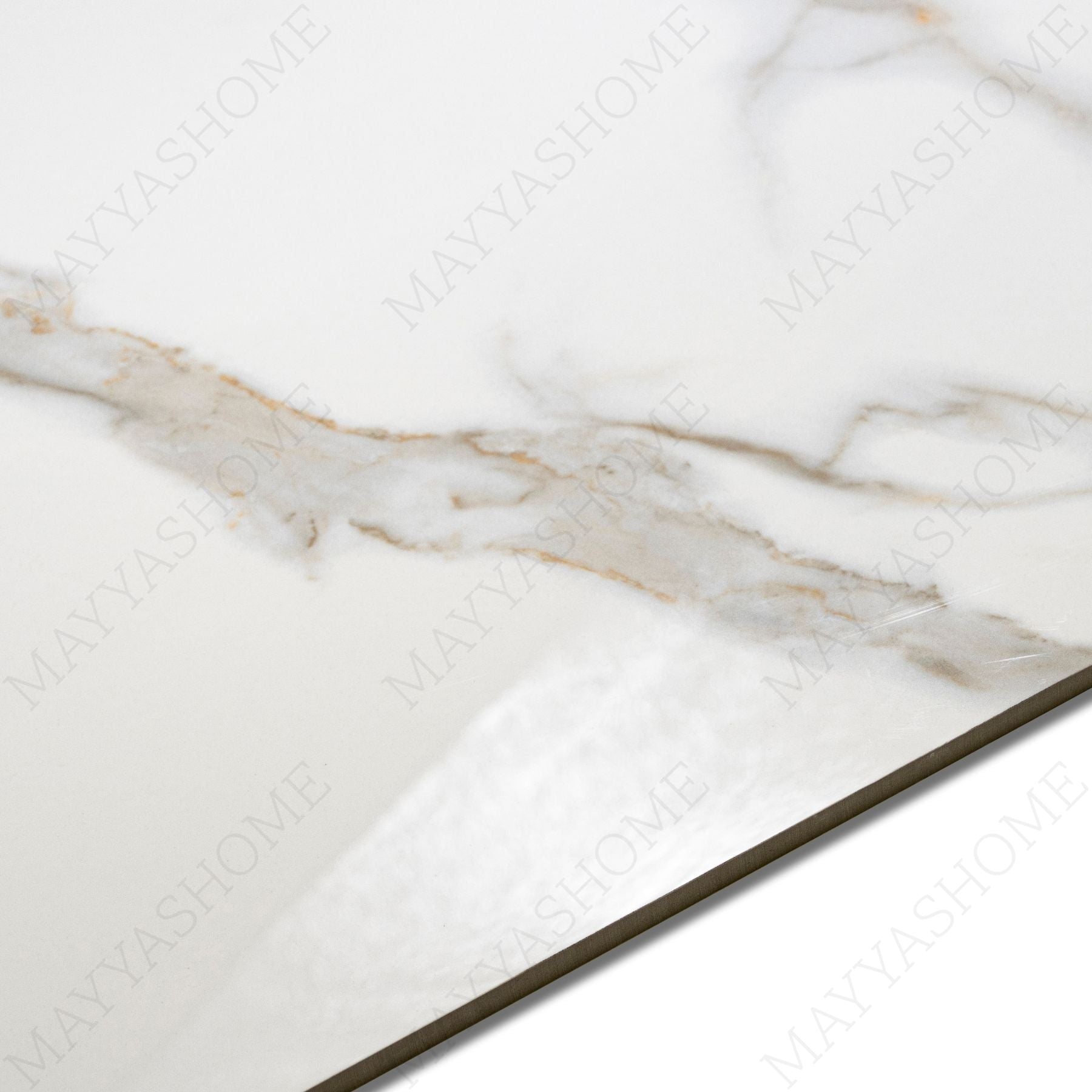 Statuario Austral glossy marble look porcelain tile 60x120cm with 9mm thickness offers bold veining, polished shine, and luxury appeal.