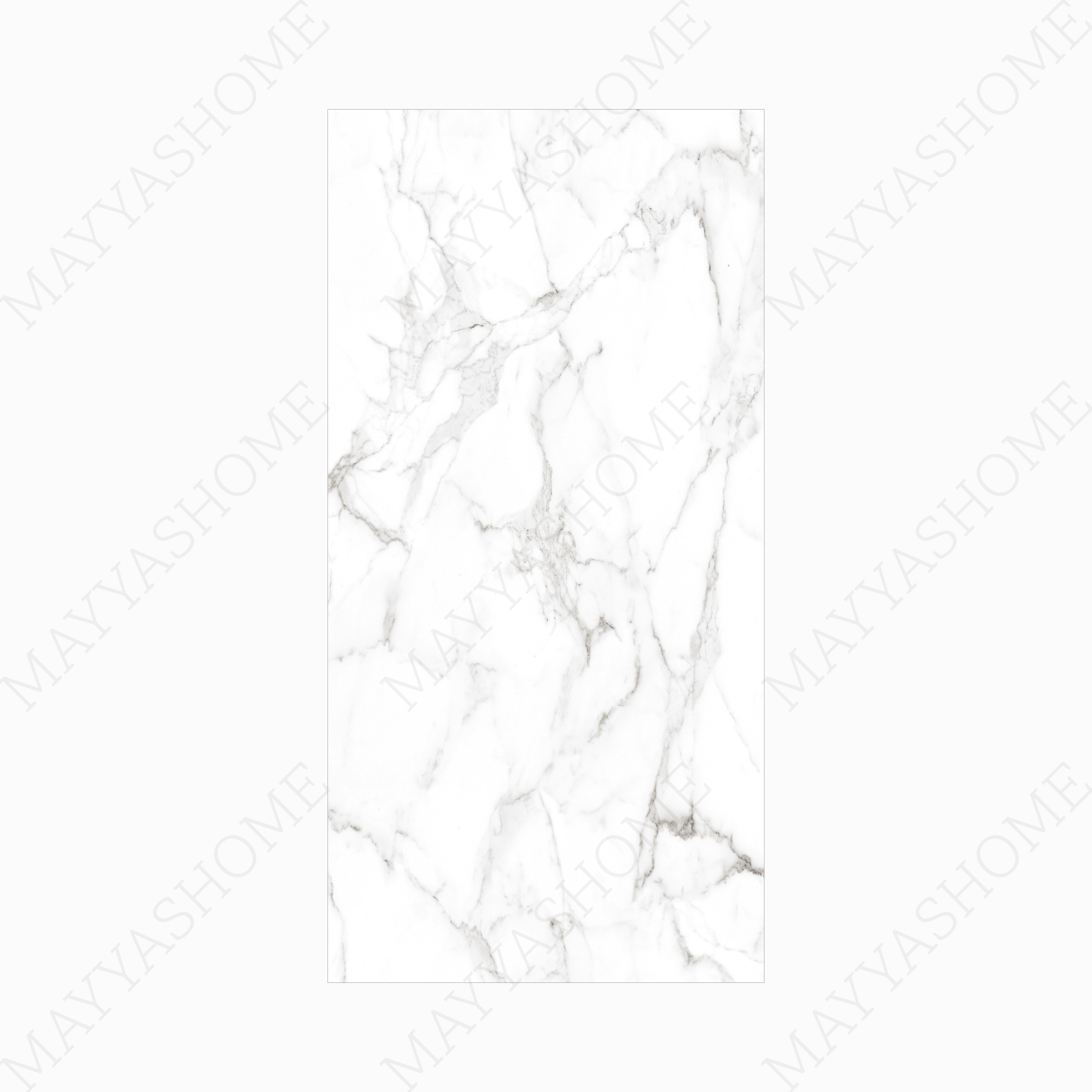 Statuario Marble 120x240cm glossy tile with bold grey veining on white. Perfect for walls and floors, adding timeless elegance to modern interiors.