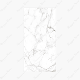 Statuario Marble 120x240cm glossy tile with bold grey veining on white. Perfect for walls and floors, adding timeless elegance to modern interiors.