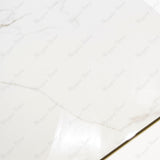 Statuario Ocean glossy marble effect porcelain tile 60x120cm with 9mm thickness features white base, soft grey veining, subtle ocean tones and polished finish.