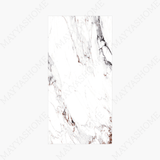 Statuario Rena 120x240cm glossy tile with grey veining on a white base. Durable and elegant, perfect for walls, floors, and modern luxury interiors.
