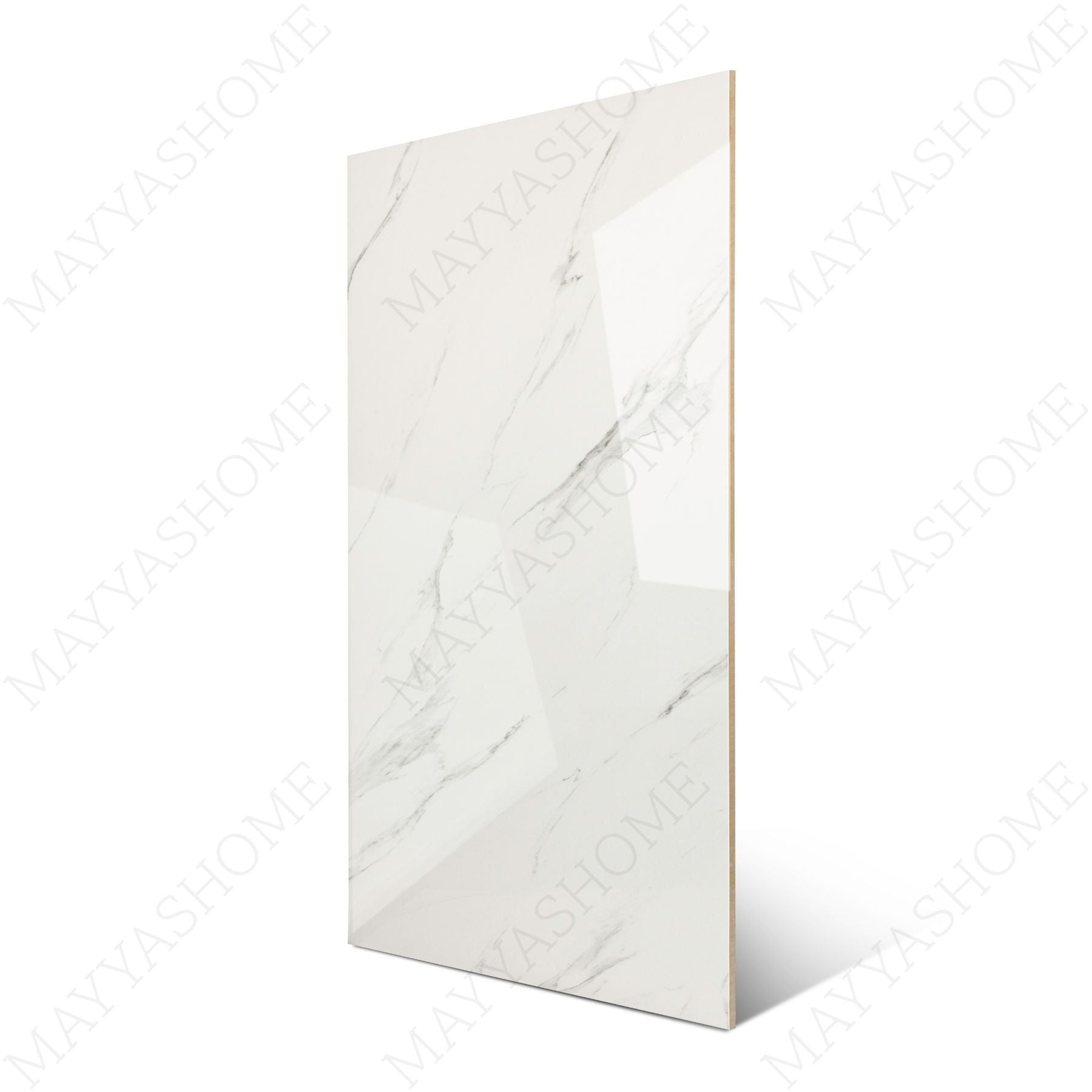 Statuario glossy marble effect porcelain tile 60x120cm with 9mm thickness features bold grey veining, polished shine, and a timeless luxury look for floors and walls.