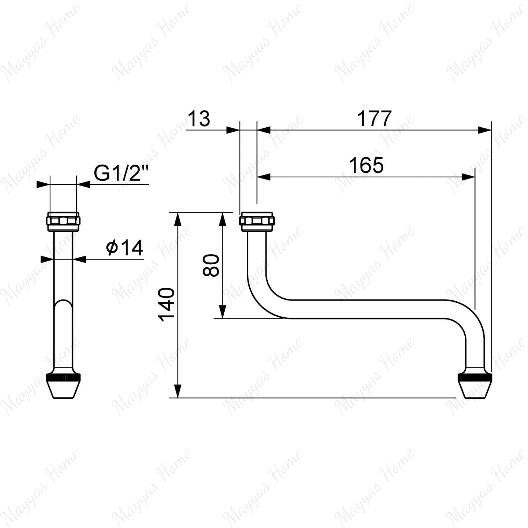 Swivel spout for external wall tap with G1/2 female threaded connection and flow limiter compatibility. Ideal for commercial and industrial plumbing systems in UAE.