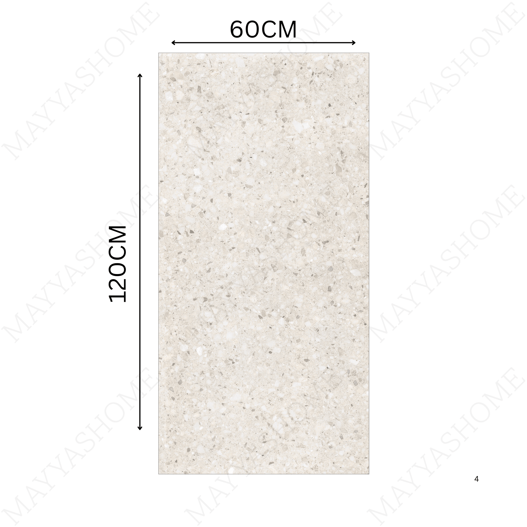 Terrazo Crema 60x120cm porcelain tile, 20mm thick with R11 slip-resistant rough matt finish. Classic terrazzo look, perfect for outdoor spaces.