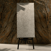 Terrazo Crema porcelain tile 60x120cm 20mm thickness, terrazzo look design, durable porcelain tile for indoor and outdoor floors.