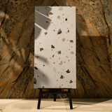 Terrazzo Pastel porcelain tile 60x120cm with 9mm thickness, terrazzo look finish, durable porcelain, ideal for floors and walls.