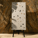 Terrazzo Pastel porcelain tile 60x120cm with 9mm thickness, terrazzo look finish, durable porcelain, ideal for floors and walls.