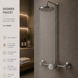 Timed shower faucet with 15–25 second push-button operation, anti-vandal protection and water-saving technology. Ideal for UAE commercial, hospitality, healthcare and public shower facilities.
