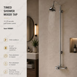 Timed shower mixer tap with 15–25 second push-button control and anti-vandal design. Ideal for UAE commercial, hospitality, healthcare and public facilities.