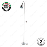 Timed shower mixer tap with push-button control, shower column and head. Water-saving anti-vandal shower solution for commercial, hospitality and public facilities in the UAE.