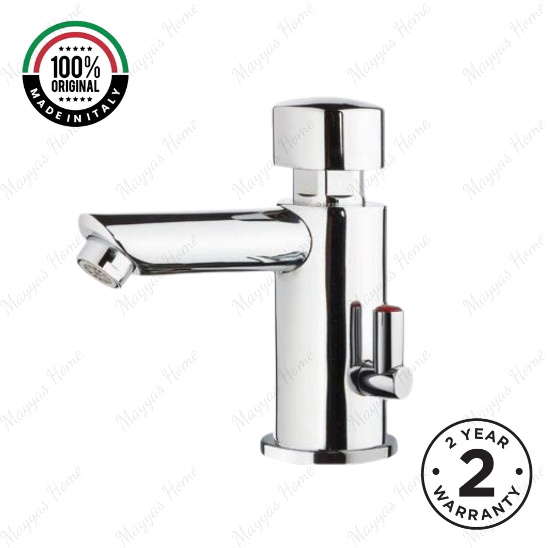 Timed sink mixer tap with 8–12 second push-button operation and anti-vandal protection. Ideal for UAE commercial and public washrooms.