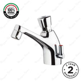 Timed sink mixer tap with push-button control, anti-vandal protection and water-saving performance. Ideal for UAE commercial and public washrooms.