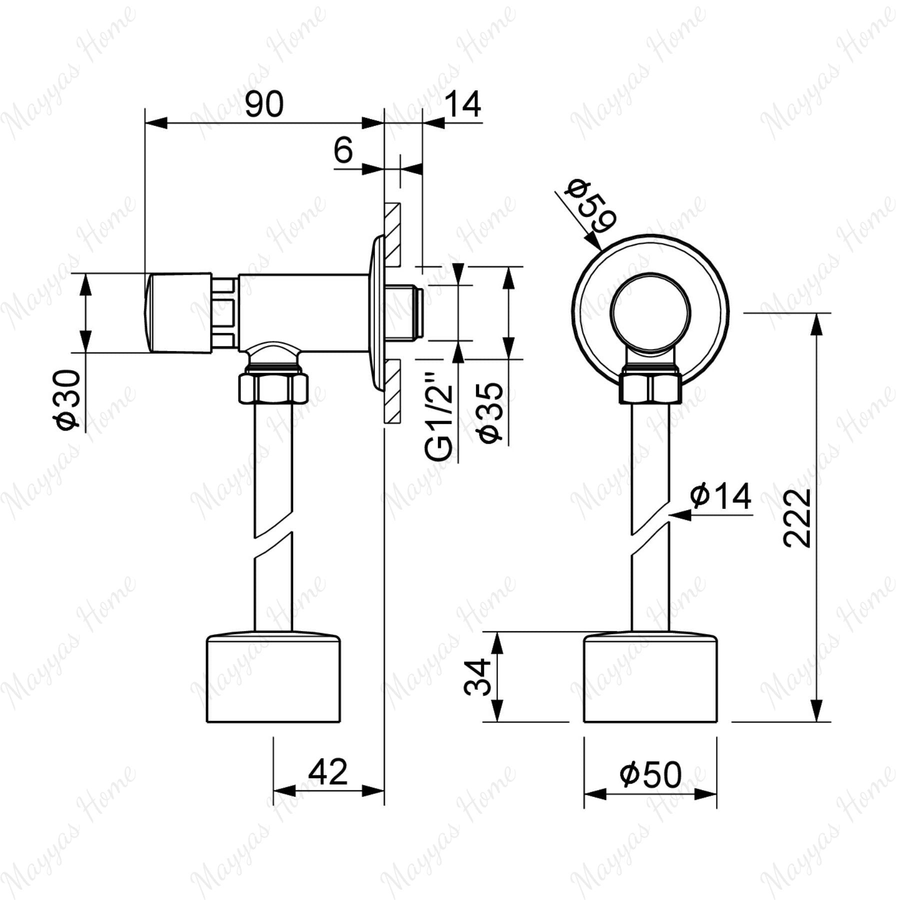 Timed urinal tap with drain pipe, bell, push-button control and anti-vandal system. Ideal for commercial, healthcare and public washrooms across UAE.