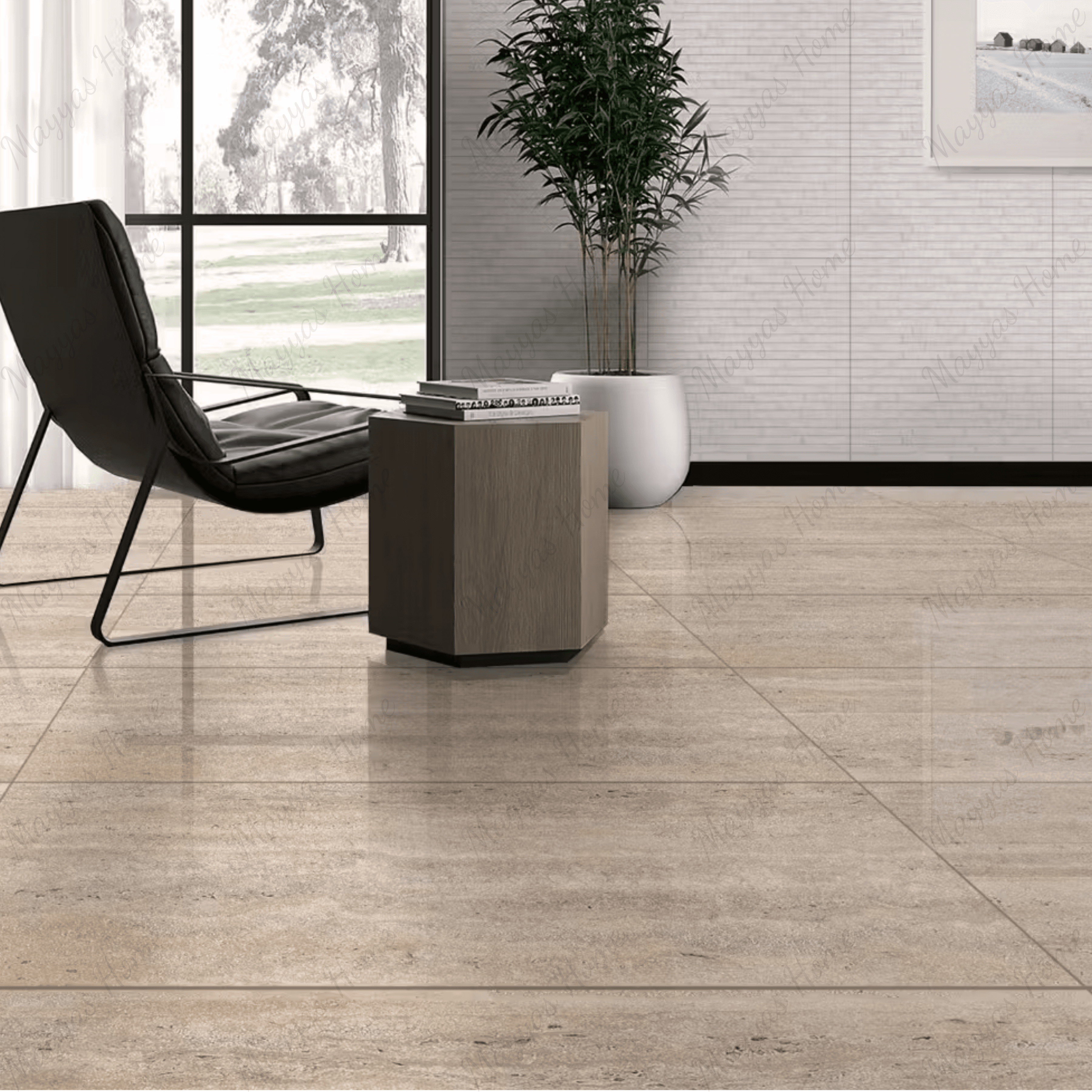 Travertine Beige 120x240cm carving matt porcelain tile. Natural stone look with carved matt texture, 09mm durable thickness for walls and floors.