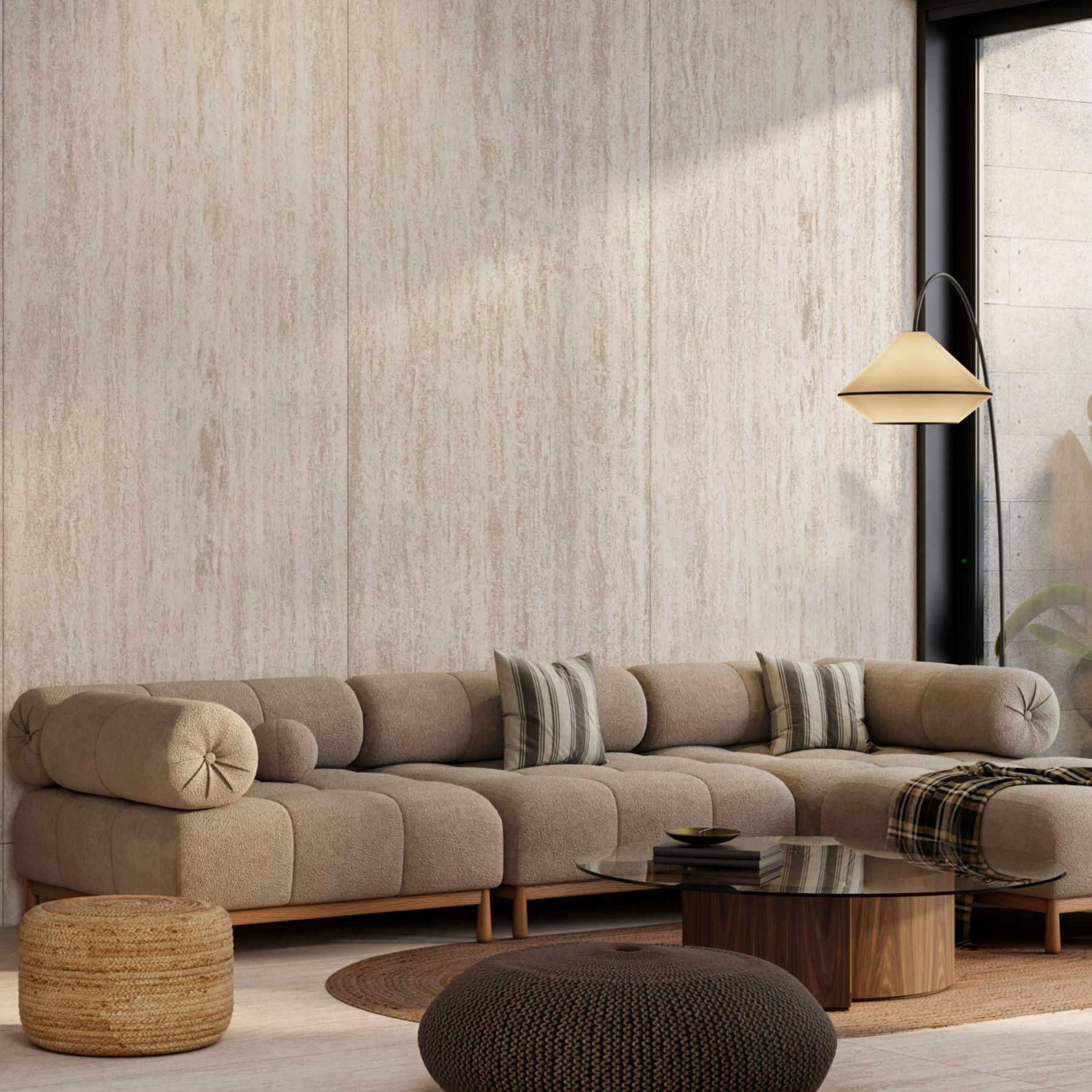 Travertino Vigo Shape Colorbody porcelain slab 120x280cm, 9mm thick, featuring a refined travertine look for elegant floors, walls and modern interiors.