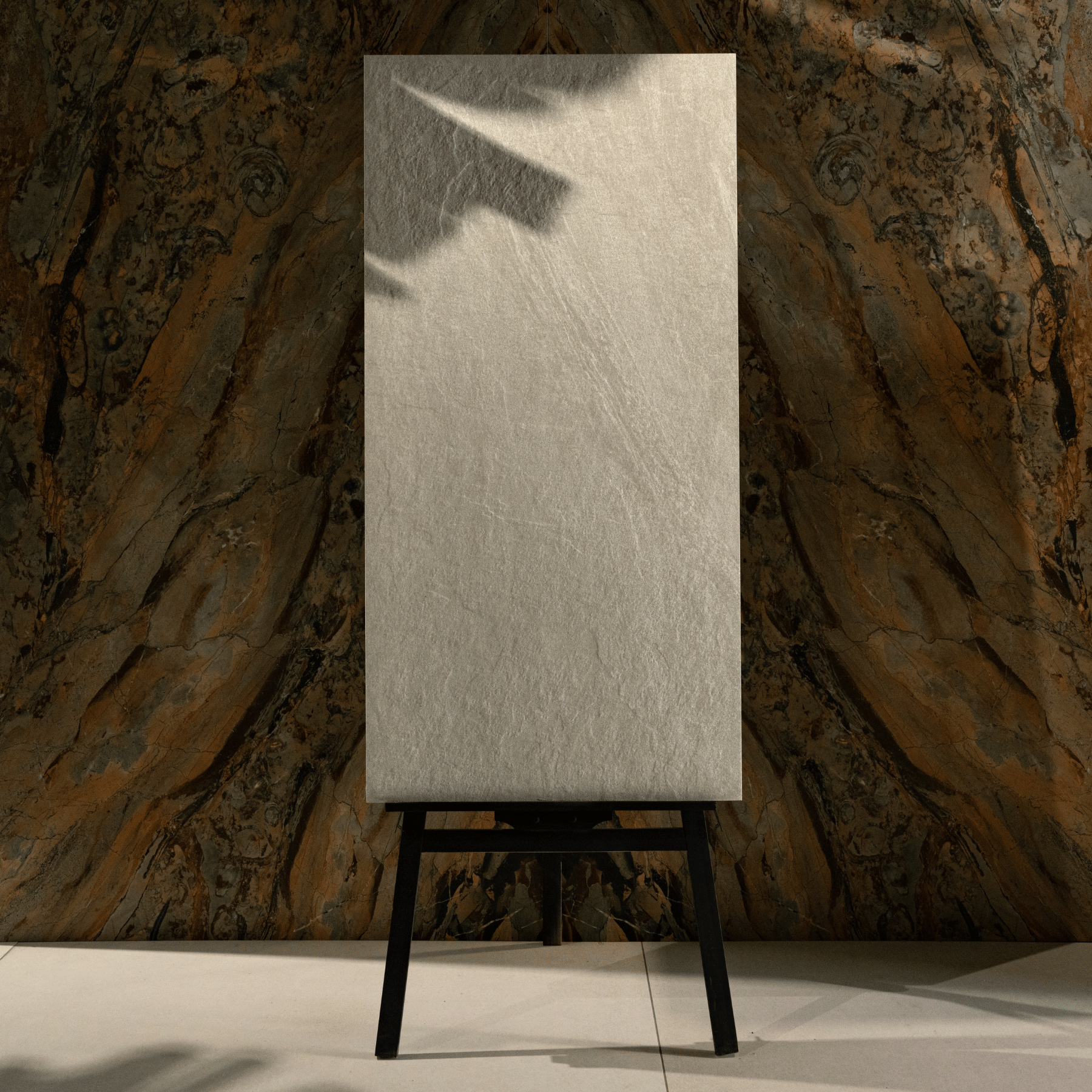 Urban Graphite porcelain tile 60x120cm 2mm thickness, graphite stone look design, durable porcelain tile for modern floors and walls.