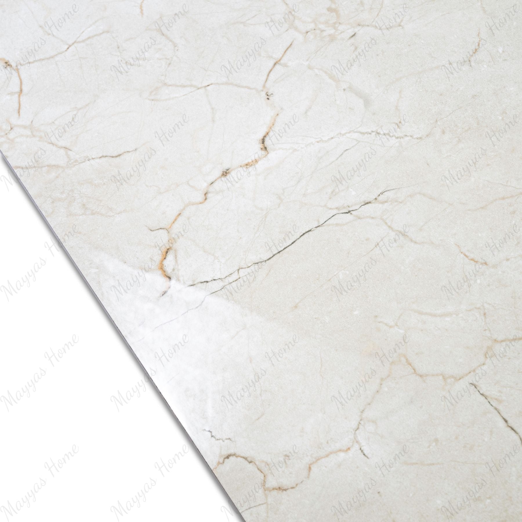 Vanilla Mist glossy marble effect porcelain tile 60x120cm with 9mm thickness features soft creamy tones and elegant shine.