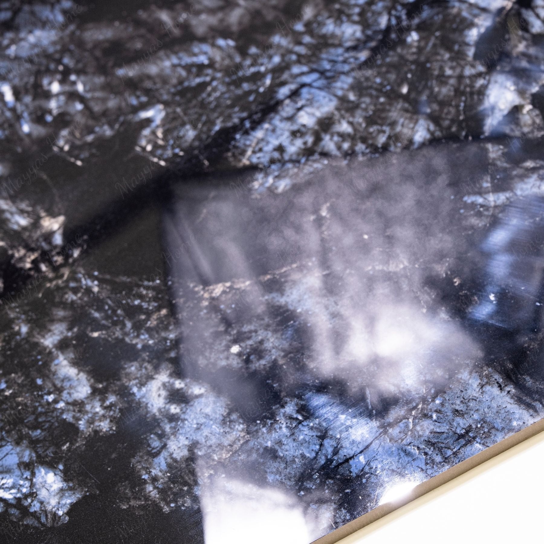 Volga Blue 80x160cm high glossy porcelain tile, 09mm thick with deep blue granite-like patterns. Bold, elegant, and durable for luxury interiors.
