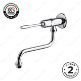 Wall-mounted single-water timed sink tap with adjustable spout and lever control for healthcare, hospitality, commercial and public washrooms in the UAE.