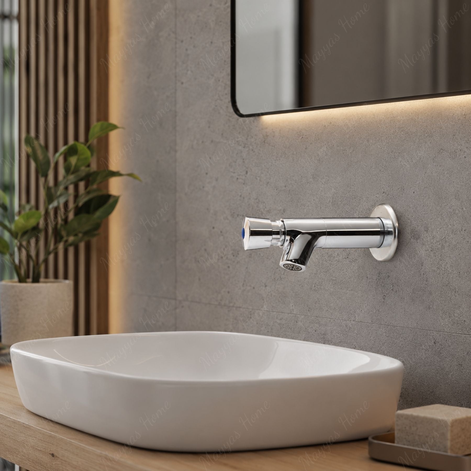 Wall-mounted single-water timed tap with extended body, push-button control and anti-vandal protection for commercial washrooms across the UAE today.