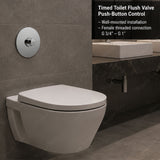 Wall-mounted timed toilet flush valve with push-button control and G 3/4” to G 1” female threaded connection. Ideal for UAE commercial, healthcare and public washrooms.