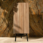 Warm Timber porcelain tile in 60x120cm size featuring rich wood grain texture, warm brown tones and durable 9mm thickness for floors and walls.