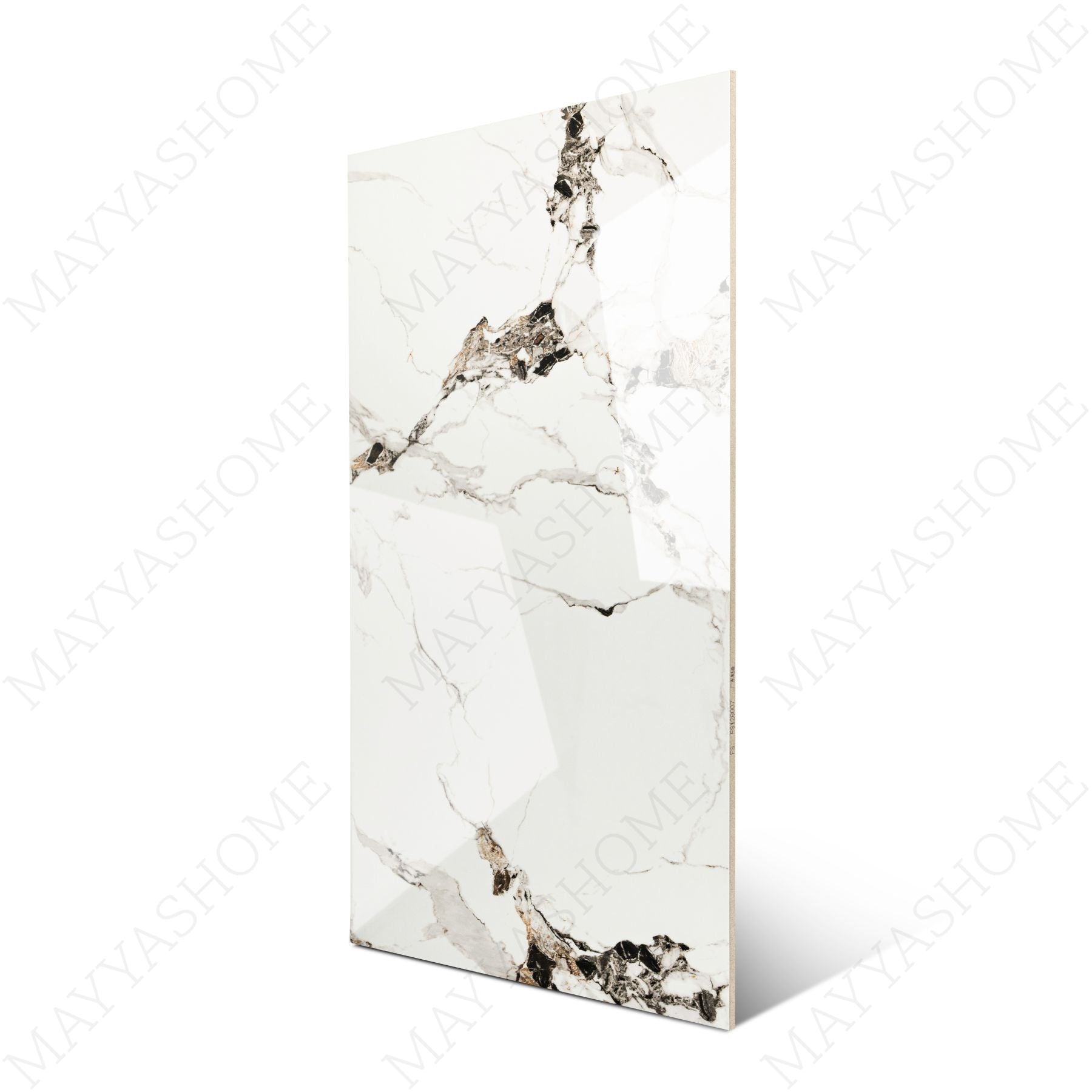 White Eclipse glossy marble effect porcelain tile 60x120cm with 9mm thickness delivers bright elegance with subtle movement.