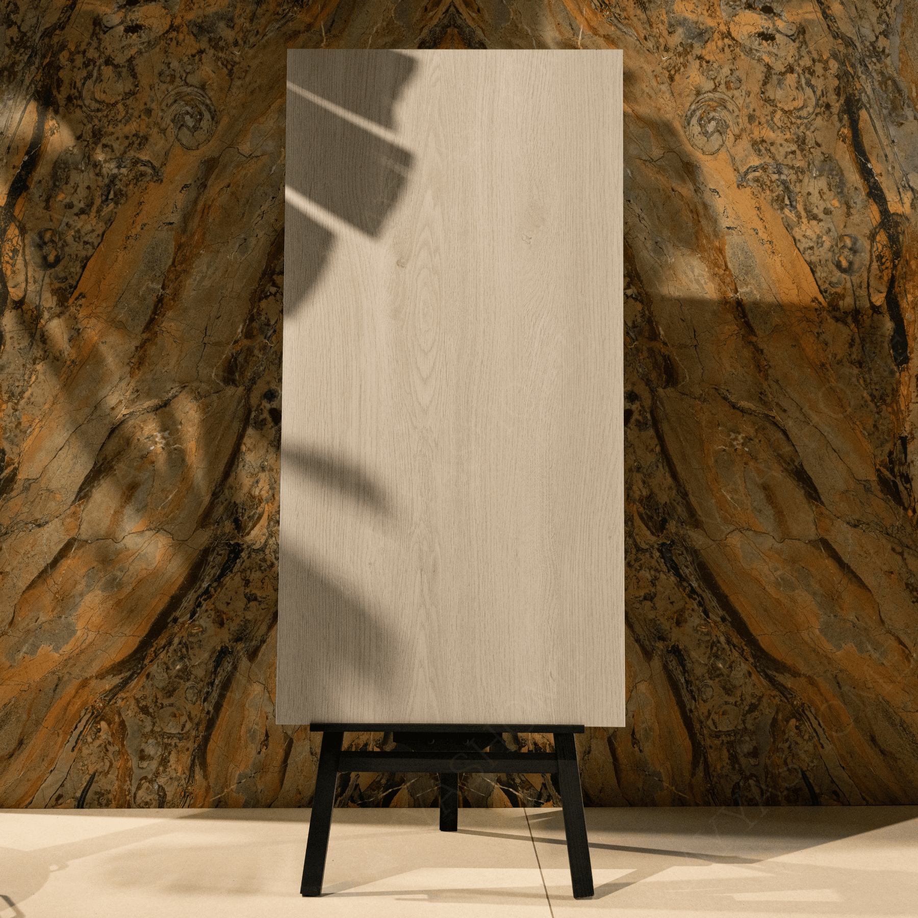 Wood Beige porcelain tile 60x120cm with 9mm thickness features a natural wood look, durable porcelain body, ideal for floors and walls.