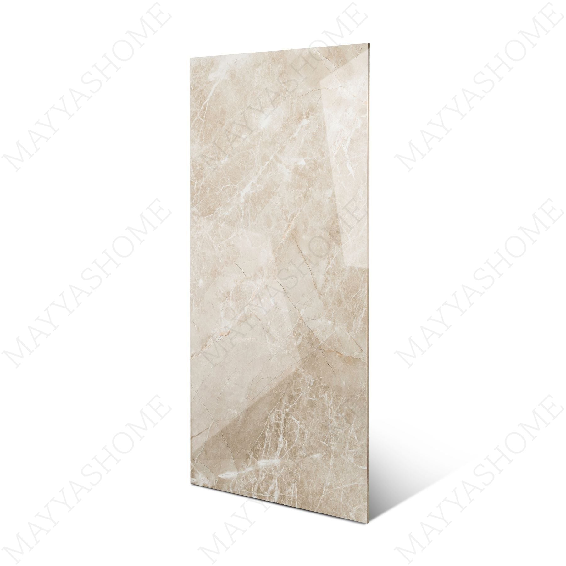 Zenith Sand glossy marble effect porcelain tile 60x120cm with 9mm thickness features warm sand tones and polished luxury finish.